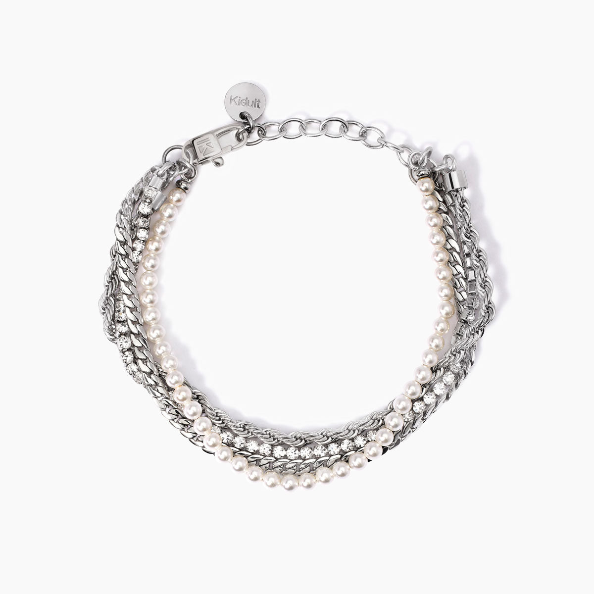 Kidult Style | Bracciale in acciaio, cristalli e perle conchiglia | 831029