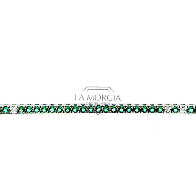 CRIVELLI | Bracciale Tennis Smeraldi e spot cinque Diamanti | 417-Q275