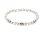 MILUNA | Bracciale Pepite di perle 5-5,5 con tre elementi in argento diamantato | PBR3639B