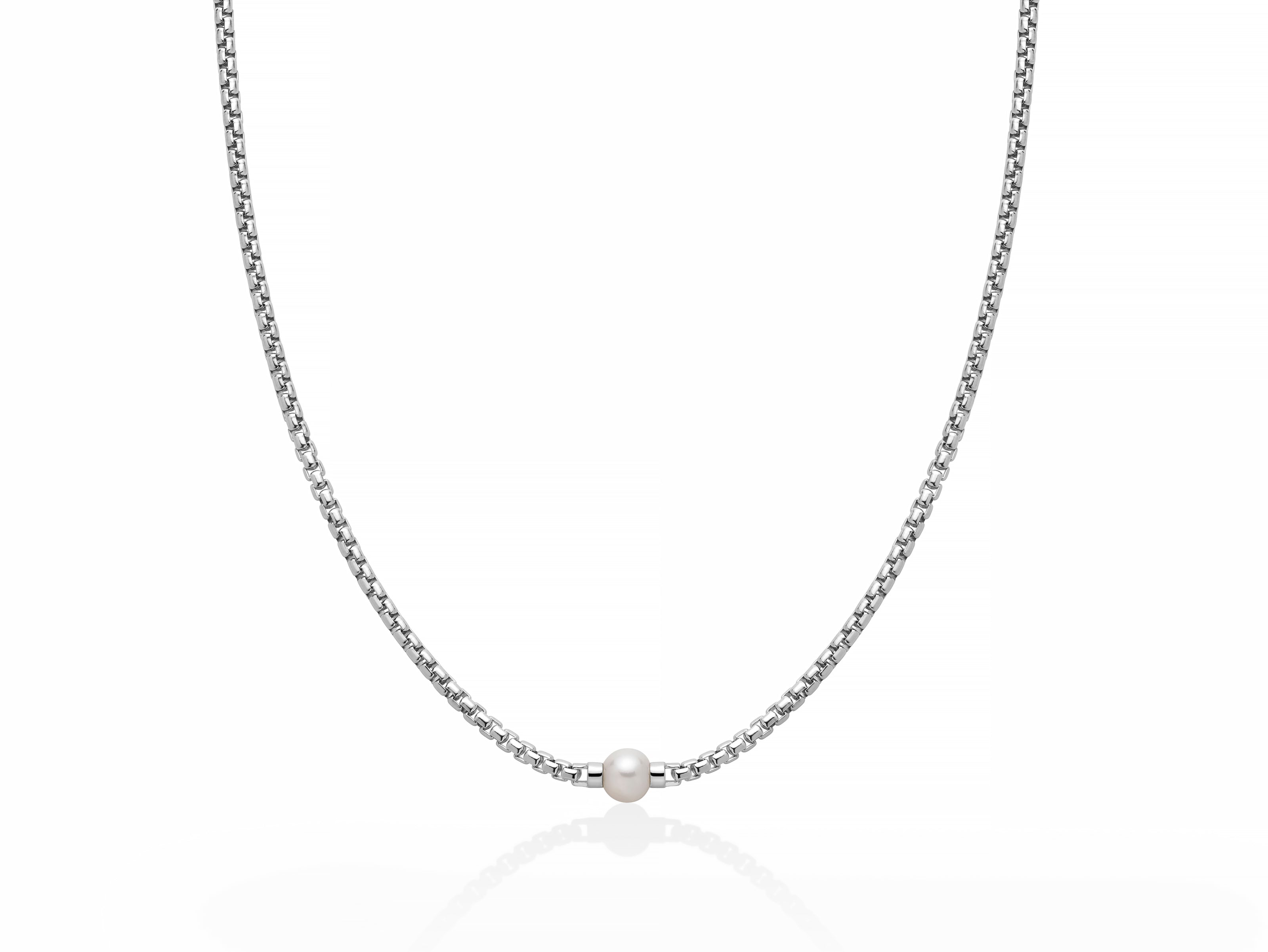 MILUNA UOMO | Collana in argento e perla centrale | PCL6406