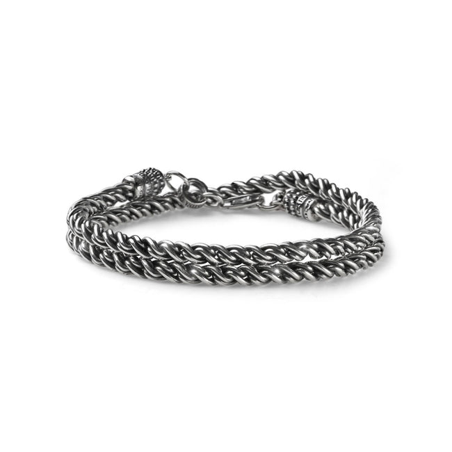 MARIA CRISTINA STERLING | BRACCIALE UOMO ICONIC DUE GIRI INTRECCIATI ARGENTO BRUNITO | G3514