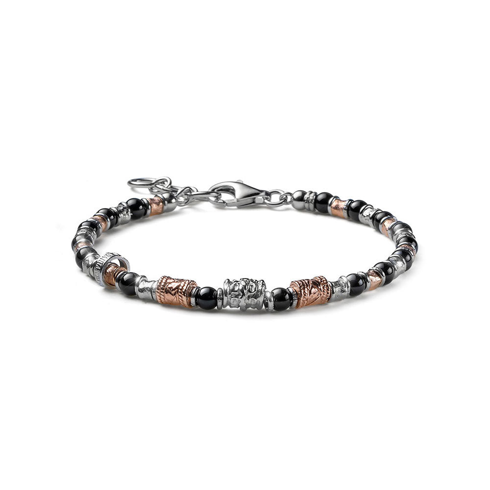 MARIA CRISTINA STERLING | BRACCIALE UOMO COLLEZIONE SIENA ARGENTO E AGATA NERA | G4542