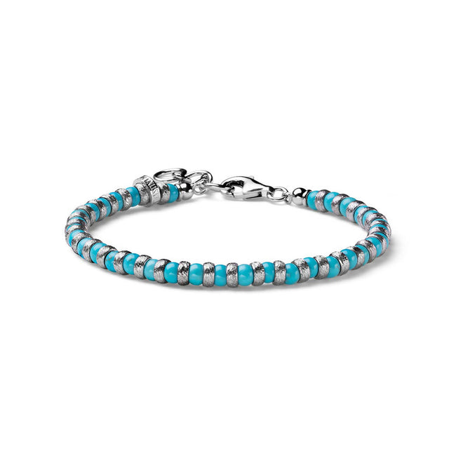 MARIA CRISTINA STERLING | BRACCIALE UOMO SNAKE CLASSIC STYLE ARGENTO E AULITE CELESTE | G4408