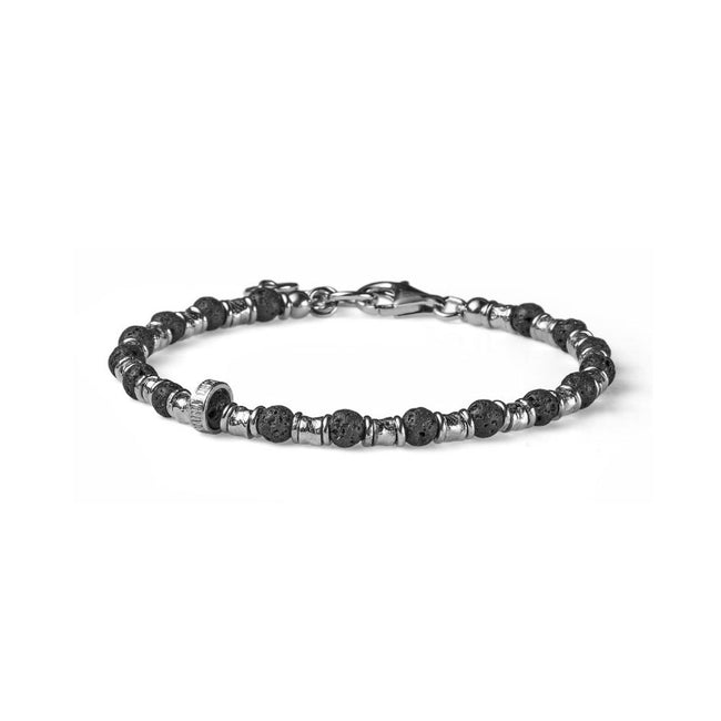 MARIA CRISTINA STERLING | BRACCIALE UOMO COLLEZIONE SNAKE ARGENTO E PERLE DI LAVA ALTERNATE | G2875