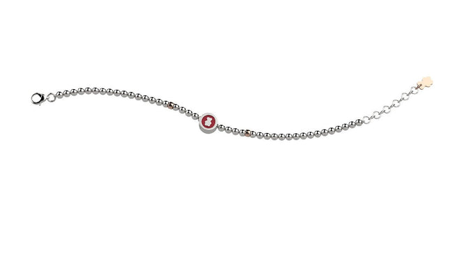 NANAN | Bracciale Argento 925 Con Pallini - Orsetto Rosso | NAN0202