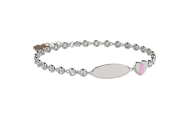 NANAN | Bracciale Tennis in Argento 925 con pietre bianche e targhetta incidibile | NAN0516