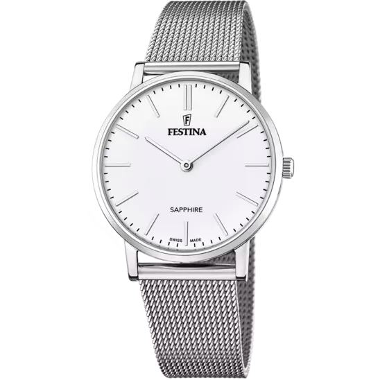 FESTINA | OROLOGIO SWISS MADE F20014/1 BIANCO CINTURINO IN ACCIAIO, UOMO | F20014/1