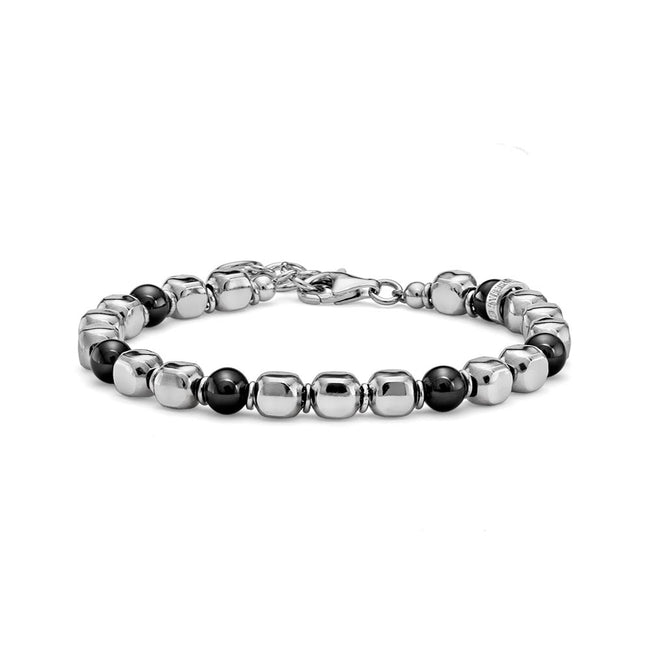 MARIA CRISTINA STERLING | BRACCIALE UOMO URBAN SOUL CUBI ARGENTO E AGATA NERA | G4618