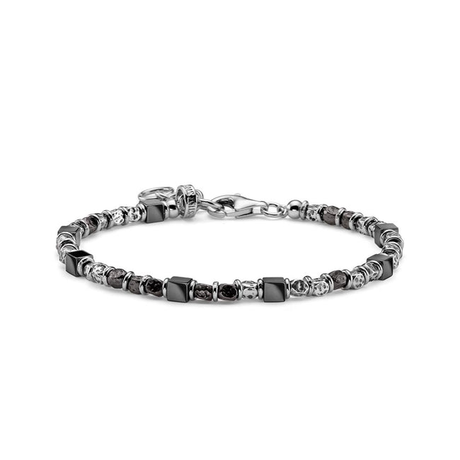 MARIA CRISTINA STERLING | BRACCIALE UOMO URBAN SOUL PEPITE ARGENTO MARTELLATO E CUBI DI EMATITE | G4614