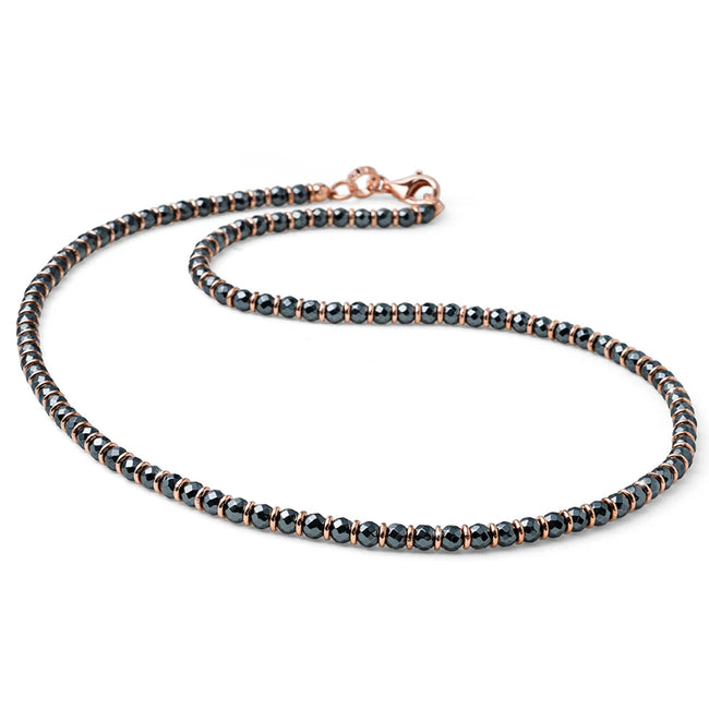 MARIA CRISTINA STERLING | COLLANA UOMO HAIMA CERCHIETTI ARGENTO ROSA E PIETRA EMATITE | G5004R