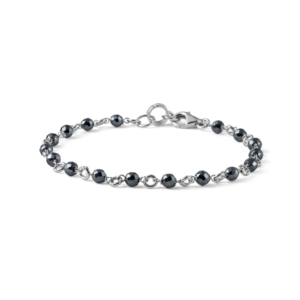 MARIA CRISTINA STERLING | BRACCIALE UOMO ROSARIO HAIMA ARGENTO RODIATO | G5003