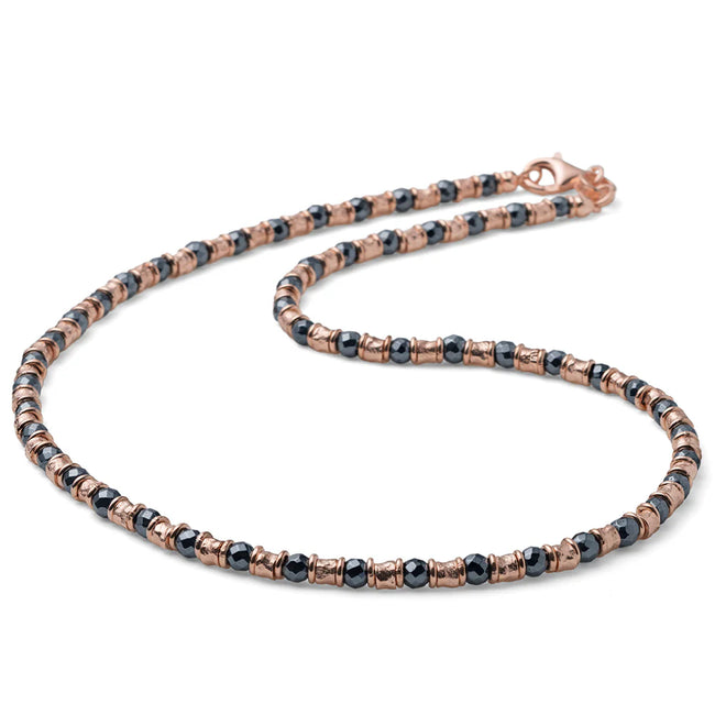 MARIA CRISTINA STERLING | COLLANA UOMO HAIMA PEPITE ARGENTO ROSA E PIETRA EMATITE | G5001R