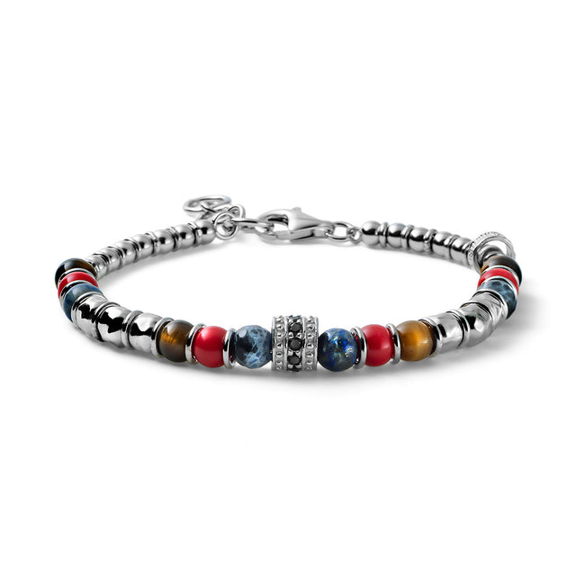 MARIA CRISTINA STERLING | BRACCIALE UOMO CUE EARTH IN ARGENTO PIETRE E CRISTALLI NERI | G4143