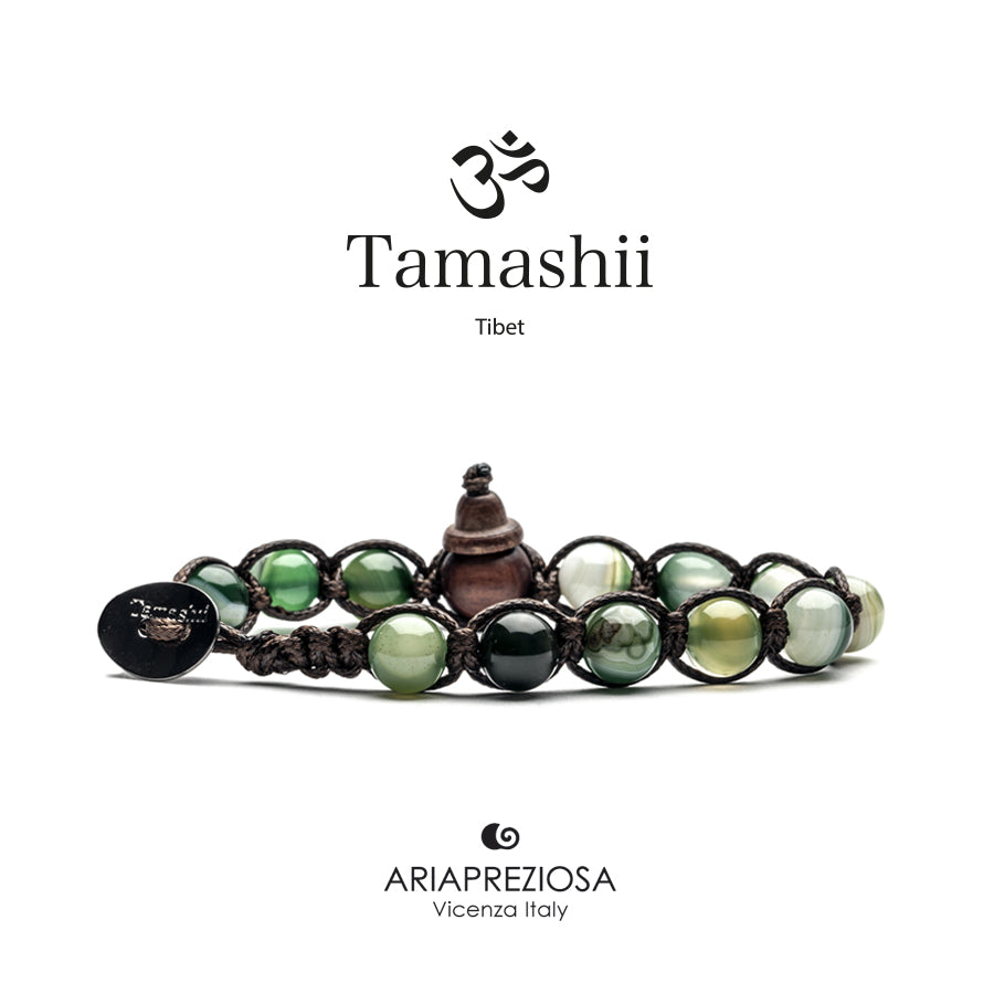 TAMASHII Bracciale Agata Verde Foresta Striata BHS900-160